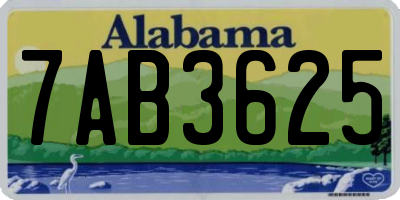 AL license plate 7AB3625