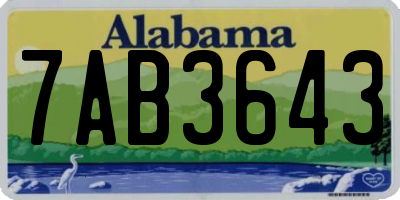 AL license plate 7AB3643