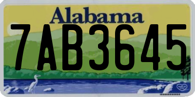 AL license plate 7AB3645