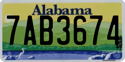 AL license plate 7AB3674