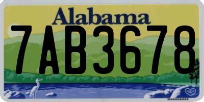 AL license plate 7AB3678