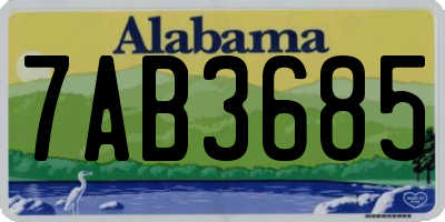 AL license plate 7AB3685