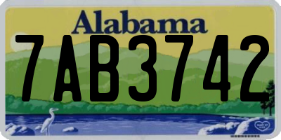 AL license plate 7AB3742