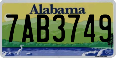AL license plate 7AB3749