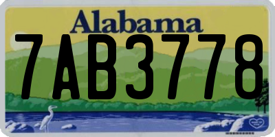AL license plate 7AB3778