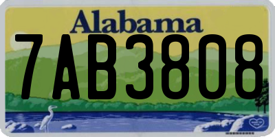 AL license plate 7AB3808