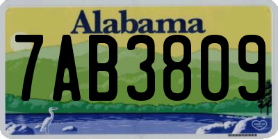 AL license plate 7AB3809