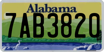 AL license plate 7AB3820