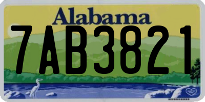 AL license plate 7AB3821