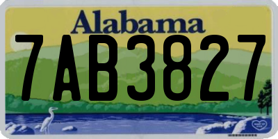 AL license plate 7AB3827