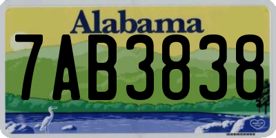 AL license plate 7AB3838