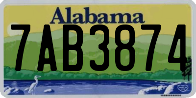 AL license plate 7AB3874