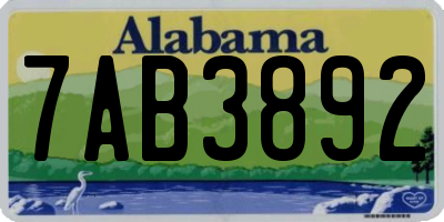 AL license plate 7AB3892