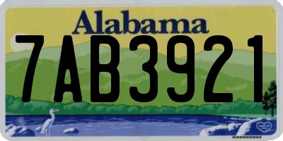 AL license plate 7AB3921