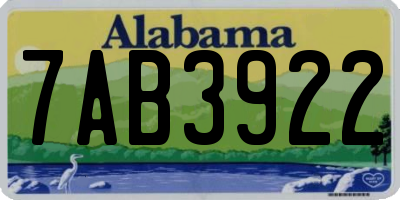AL license plate 7AB3922