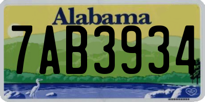 AL license plate 7AB3934