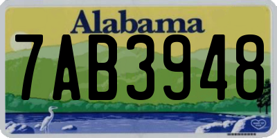 AL license plate 7AB3948