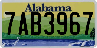 AL license plate 7AB3967