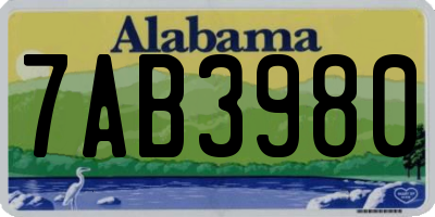AL license plate 7AB3980