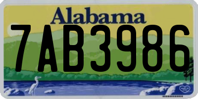 AL license plate 7AB3986