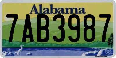 AL license plate 7AB3987