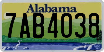 AL license plate 7AB4038