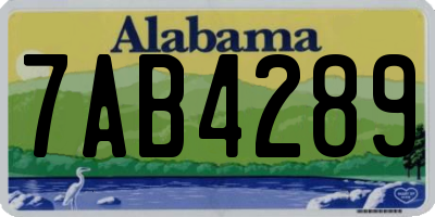 AL license plate 7AB4289