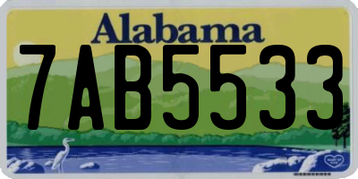 AL license plate 7AB5533