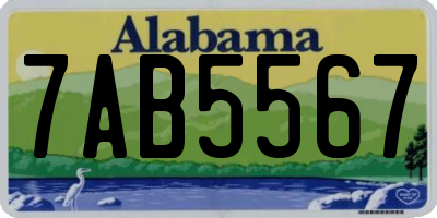 AL license plate 7AB5567