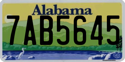 AL license plate 7AB5645