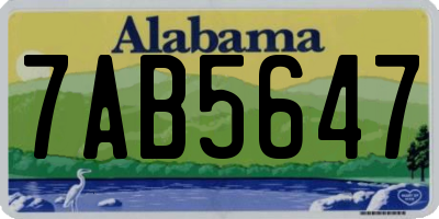 AL license plate 7AB5647