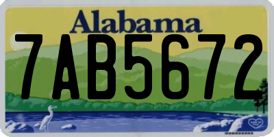 AL license plate 7AB5672