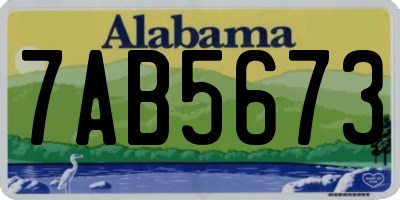AL license plate 7AB5673