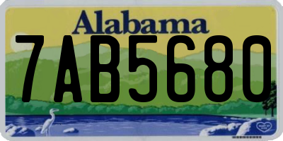 AL license plate 7AB5680