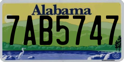 AL license plate 7AB5747