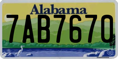 AL license plate 7AB7670