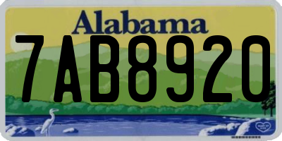 AL license plate 7AB8920