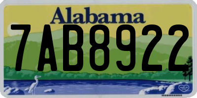 AL license plate 7AB8922