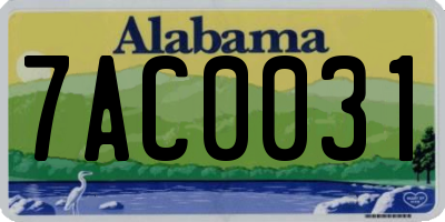 AL license plate 7AC0031