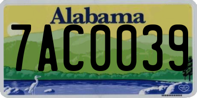 AL license plate 7AC0039