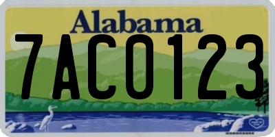 AL license plate 7AC0123
