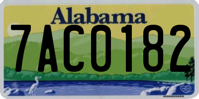 AL license plate 7AC0182