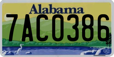 AL license plate 7AC0386