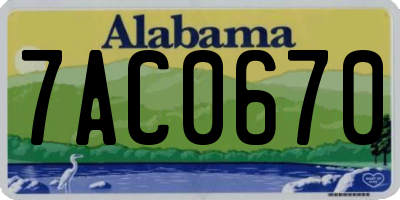AL license plate 7AC0670