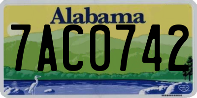 AL license plate 7AC0742