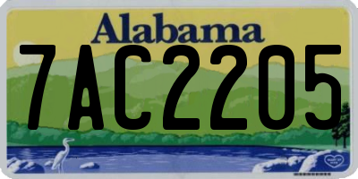 AL license plate 7AC2205