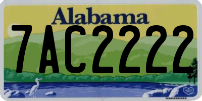 AL license plate 7AC2222
