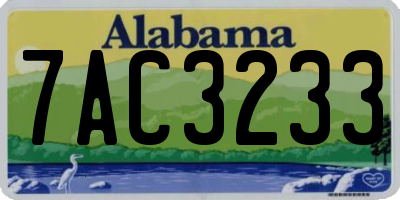AL license plate 7AC3233