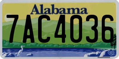 AL license plate 7AC4036