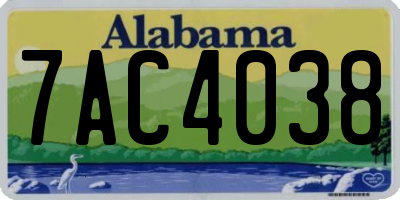 AL license plate 7AC4038